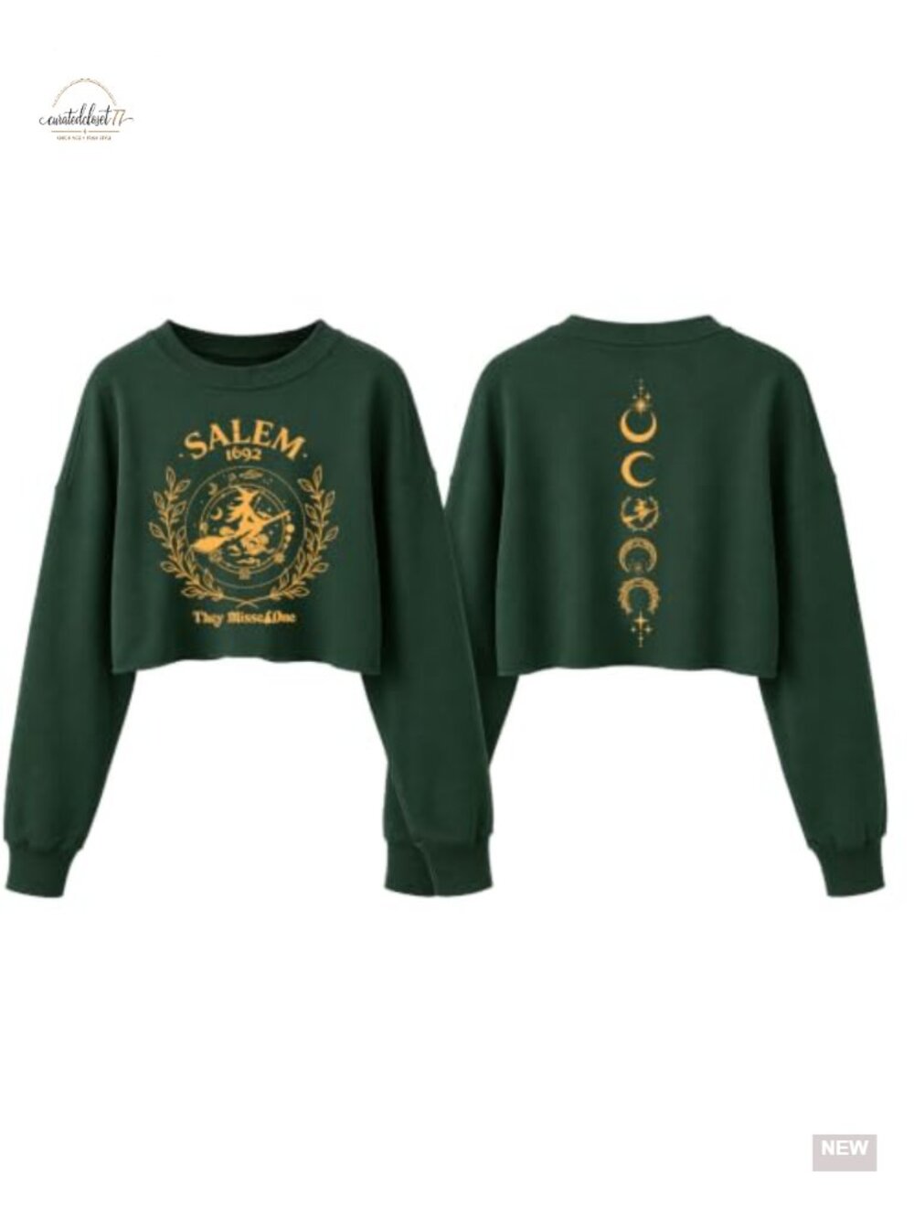 Women Halloween Vintage Graphic Crop Sweatshirt Witch Long Sleeve Top